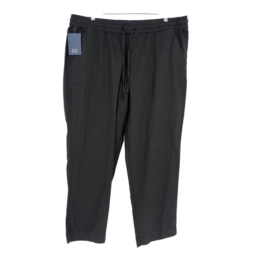 Gap Pull On Pants Womens XL Black Elastic Waist Pockets Relaxed Casual NEW